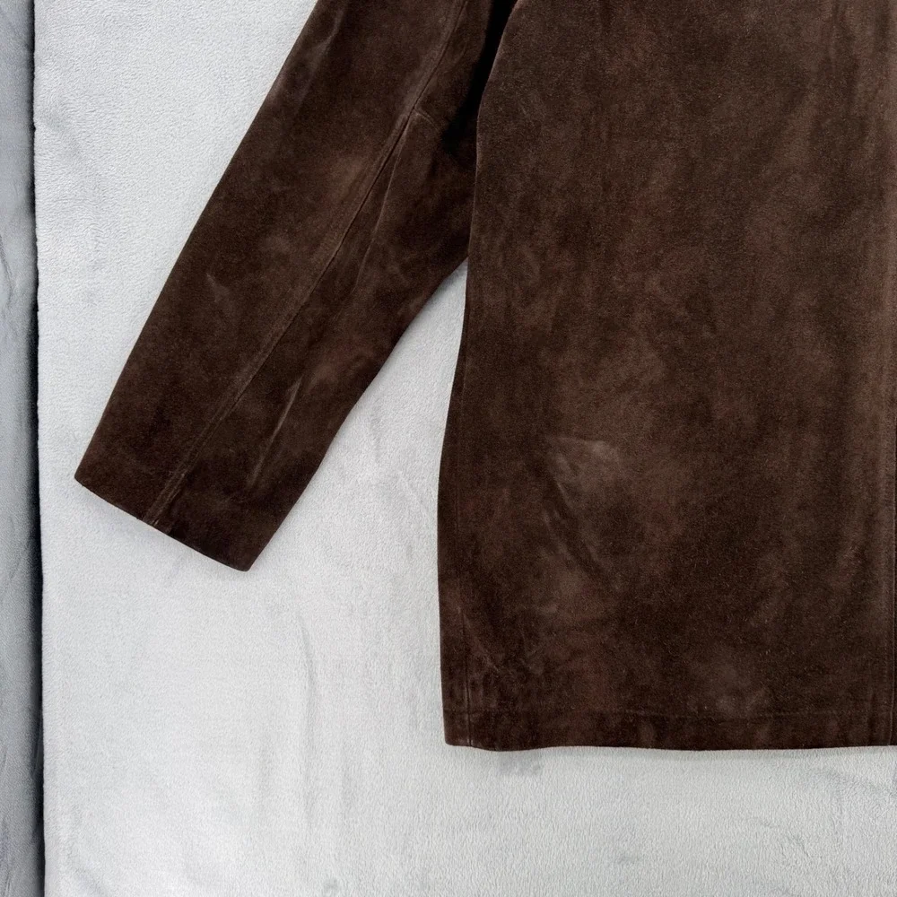 Vintage Banana Republic Mens Chocolate Brown Suede Leather Heavy Jacket Large
